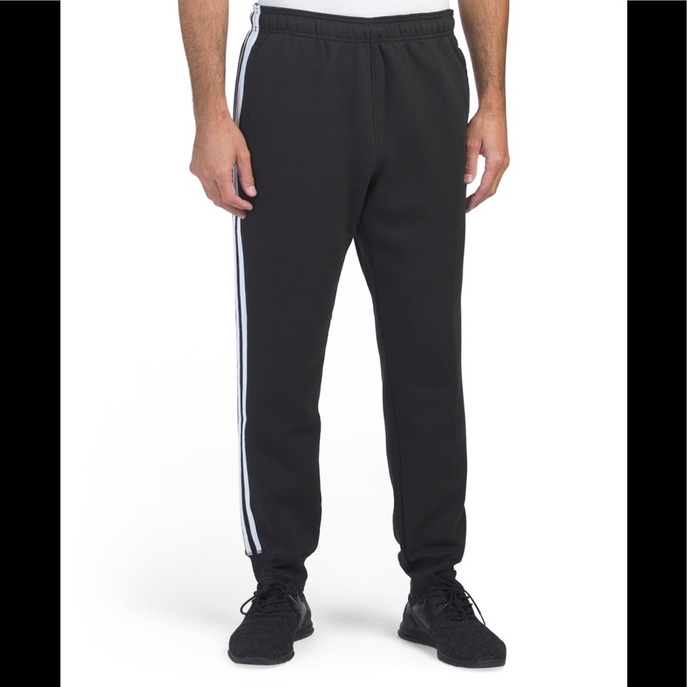 New Adidas cotton fleece black/white Jogger Sz:L M